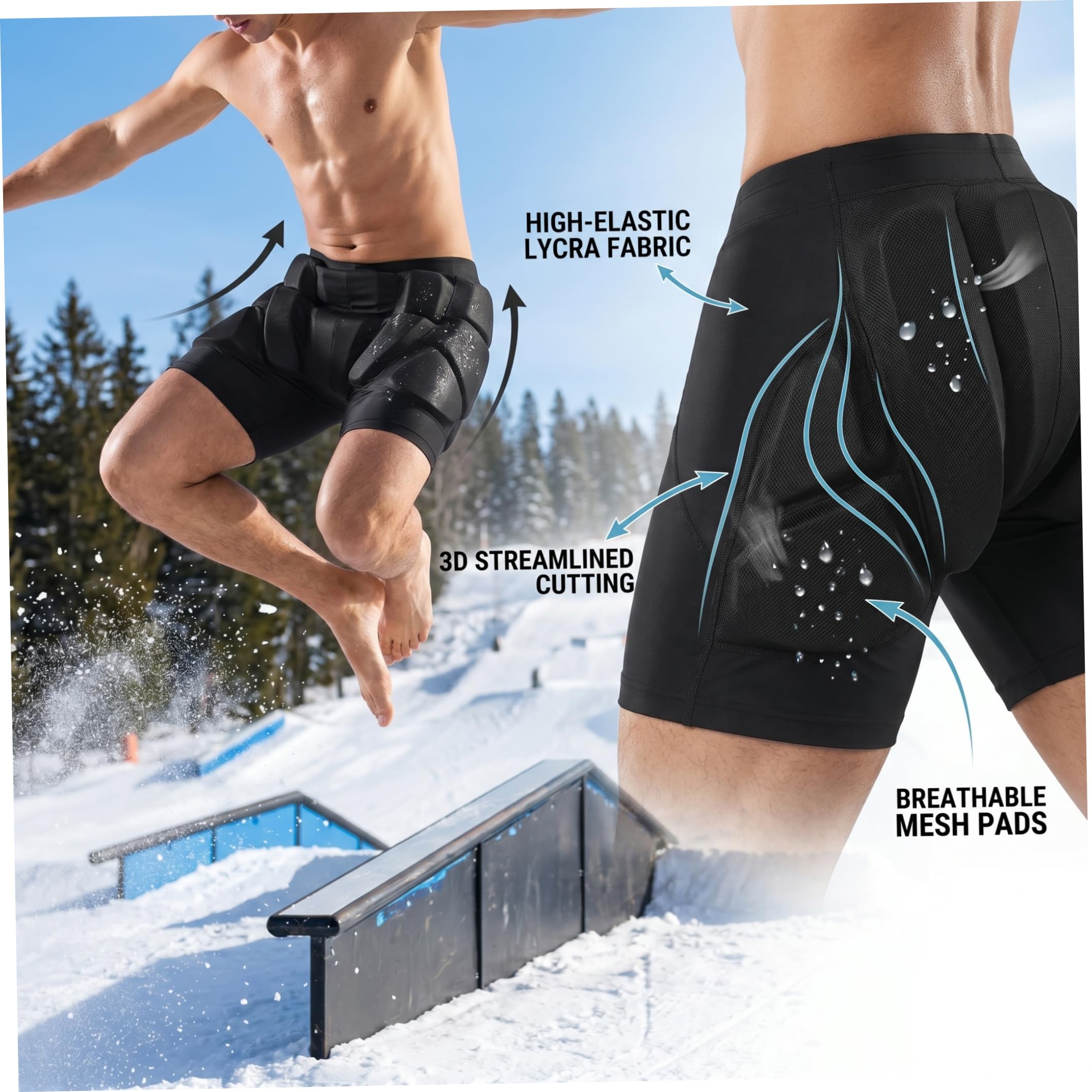 Almohadillas acolchadas para patinaje, pantalones cortos acolchados para patinaje, acolchado que absorbe los golpes, almohadilla de choque para niños, estilo clásico XS