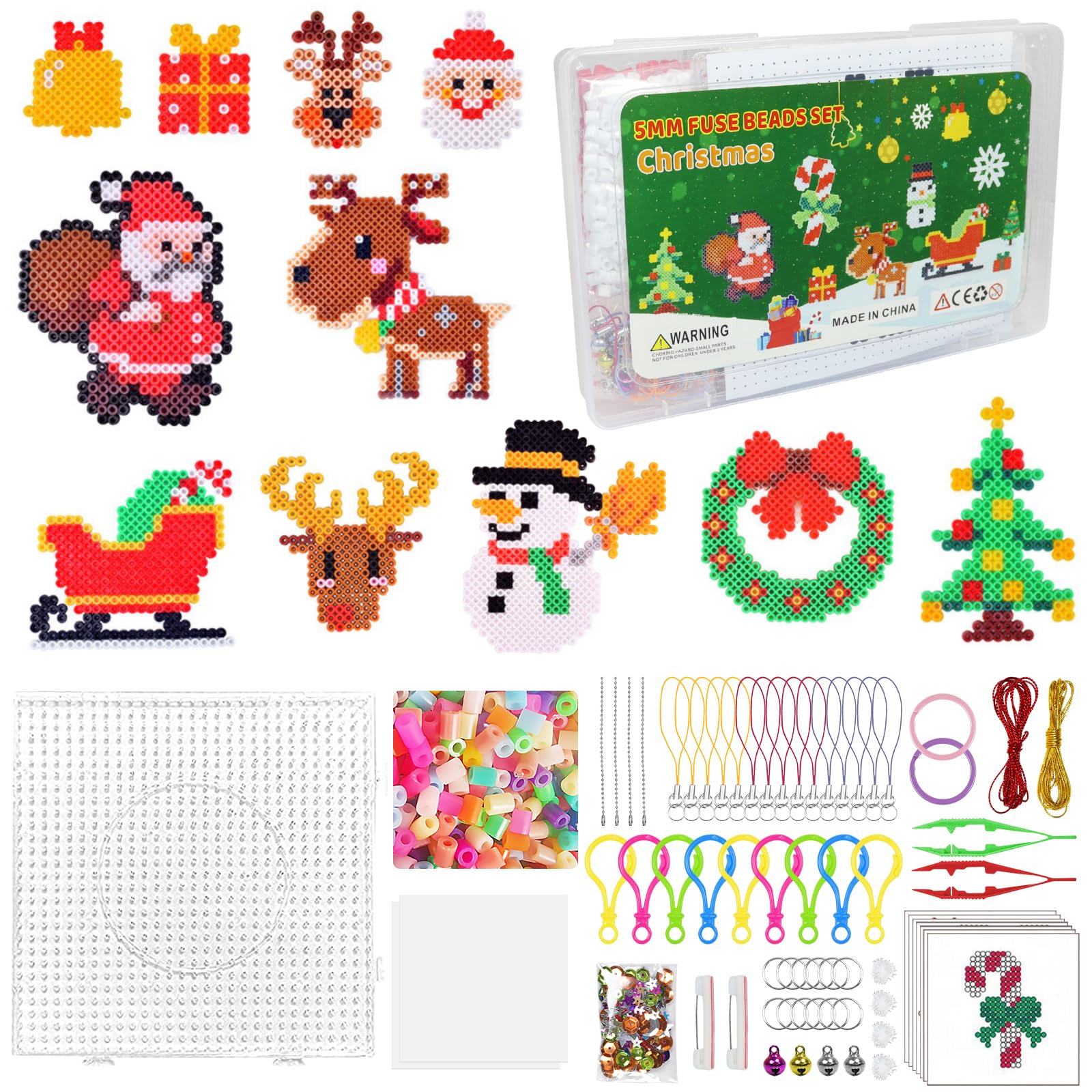 Perles à repasser de Noël Voici quelques modèles de perles à repasser Version Noël : un bonhomme de neige, un renne, un sapin et un petit Père Noël 🤩 J-4