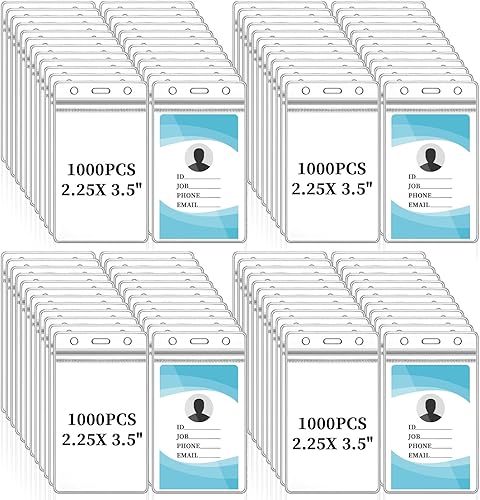 Colarr 1000 soportes para tarjetas de identificación, soporte de plástico grueso transparente para tarjetas de identificación, soporte impermeable