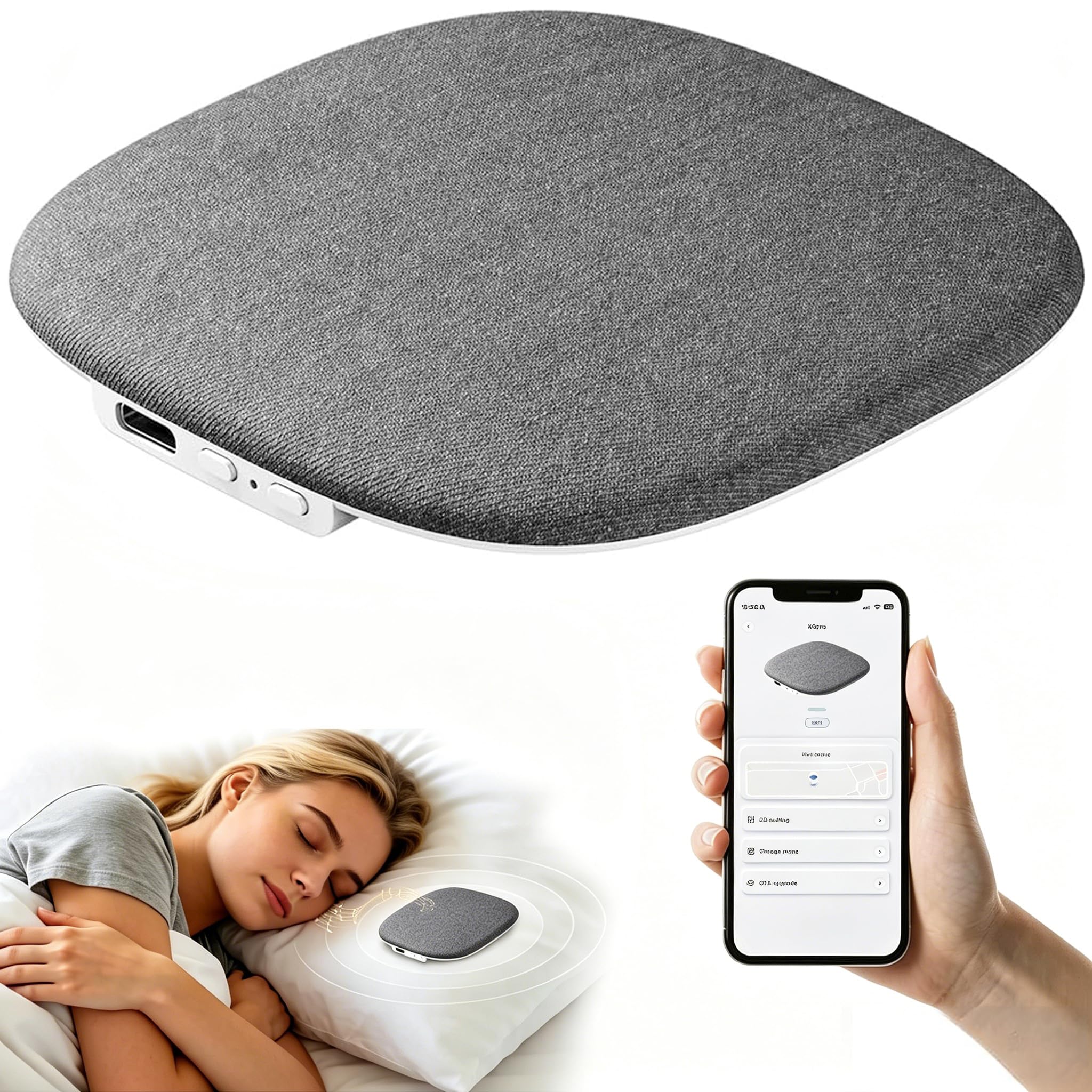 Pillow Speaker for Sleeping, Bone Conduction Bluetooth Under Pillow Speaker with App Control & 100 White Noise Sounds, Ultra-Thin Sleep Aid Speaker for Side Sleepers, 30H Battery-image-3