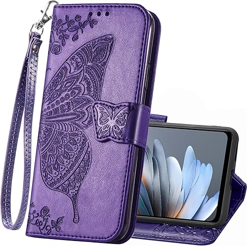 Funda protectora para Moto G Stylus 4G 2023, de piel sintética, con correa para la muñeca, ranuras para tarjetas, bolsillo en relieve con diseño de