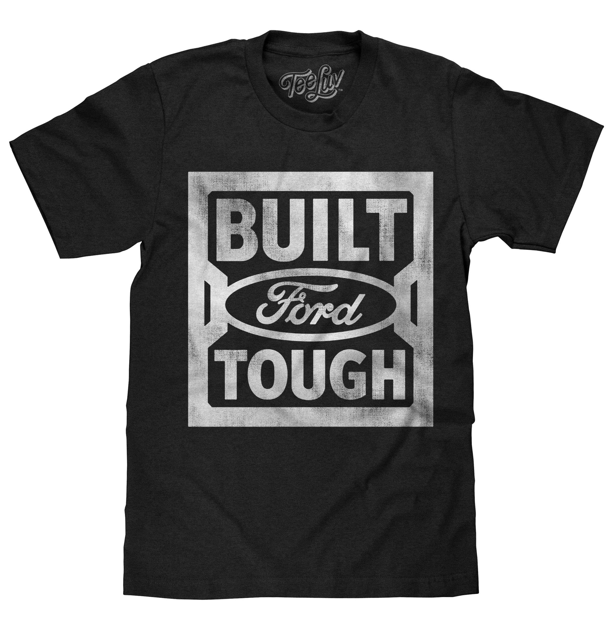 Tee Luv Men's Built Ford Tough Shirt - Distressed Ford Stamped Steel Logo Shirt