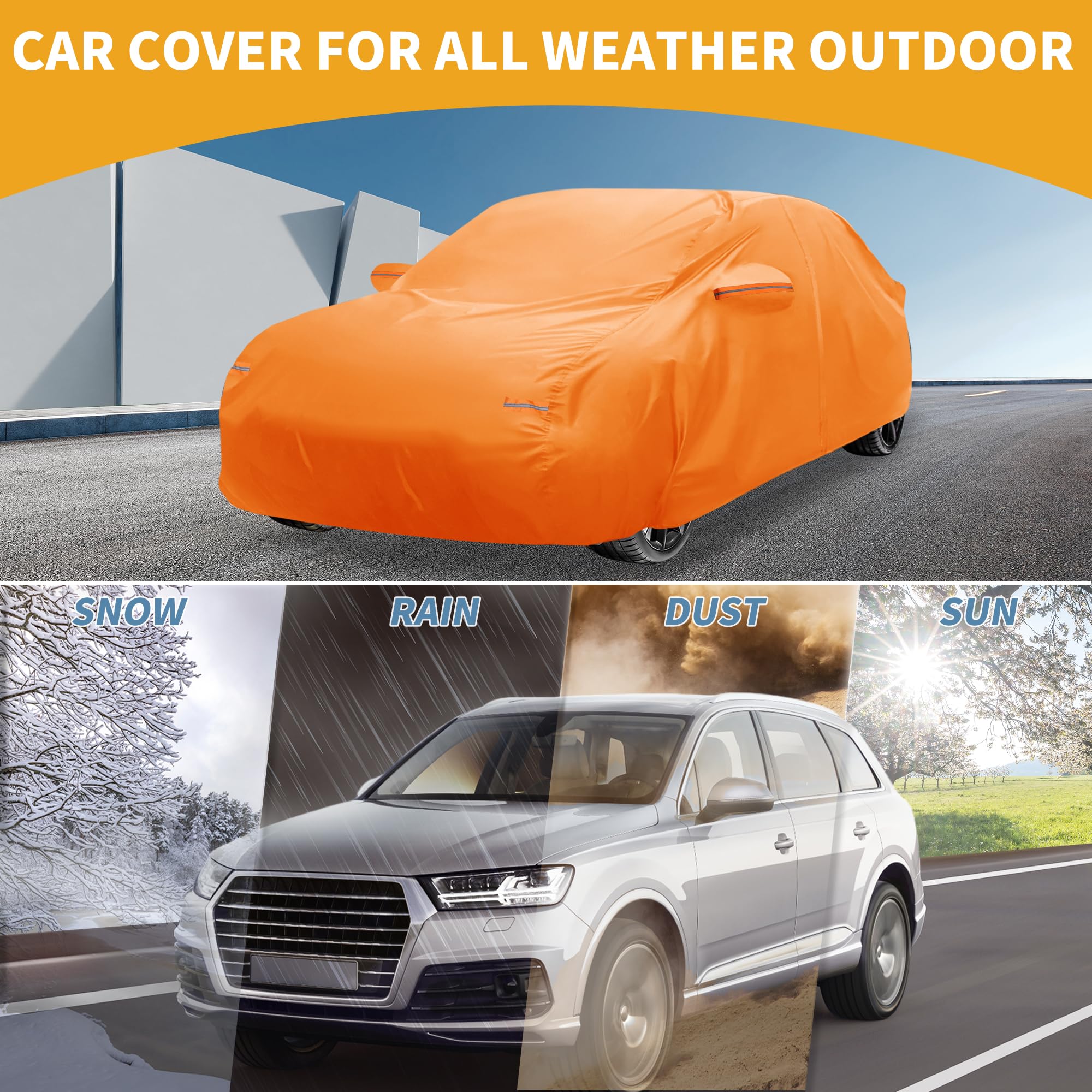 Partuto Car Cover Waterproof All Weather Automotive Outdoor Anti-UV Full Exterior Cover for Lexus LS Aluminum Film Orange — view 2