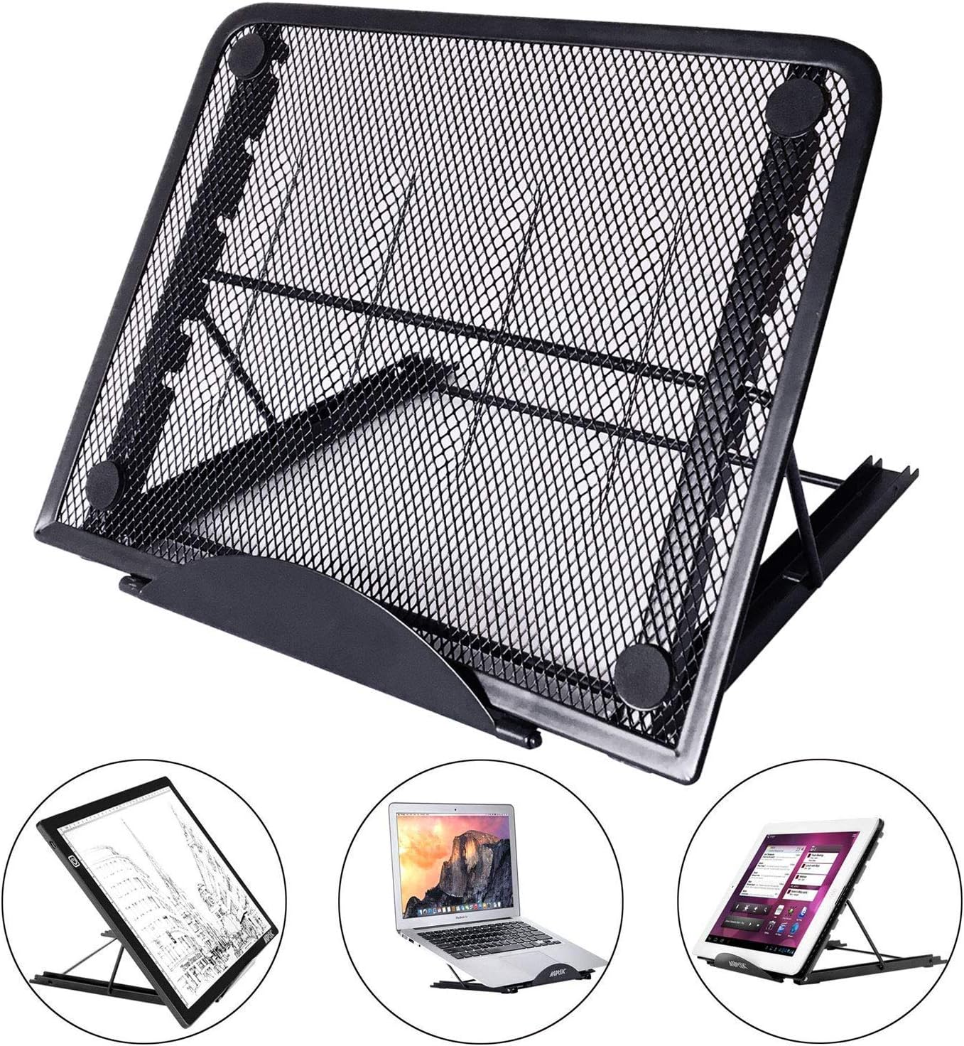 Laptop Stand, LURICO Ventilated Adjustable Light Box Pad Stand Portable Ergonomic Light Box Pad Cooling Stand Tablet Stand for Tracing Pad/Laptop/Tablet/Notebook, Foldable Design