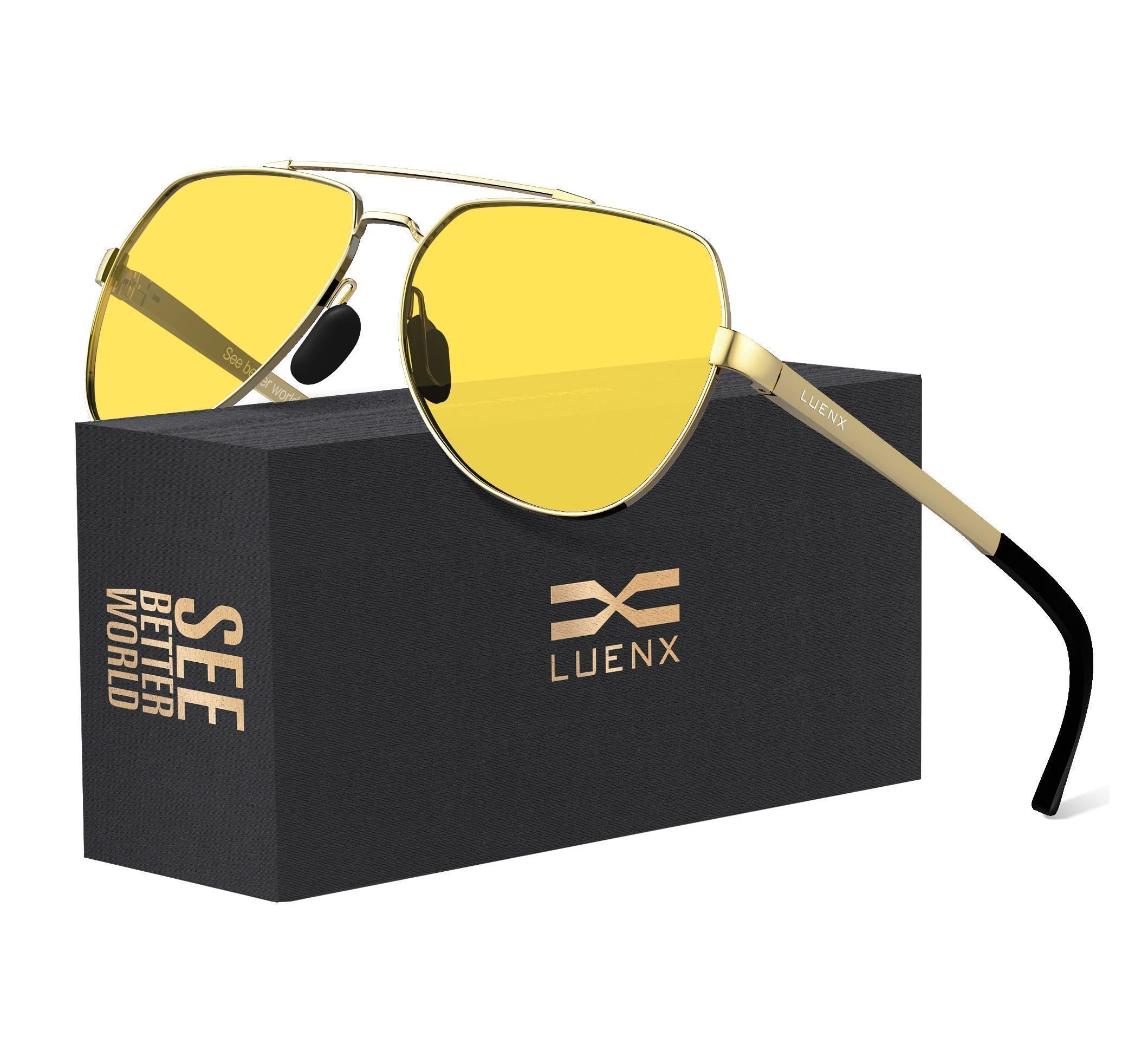 LUENX Aviator Sunglasses for Men Women Polarized New Shades Large Metal Frame - UV 400 Protection