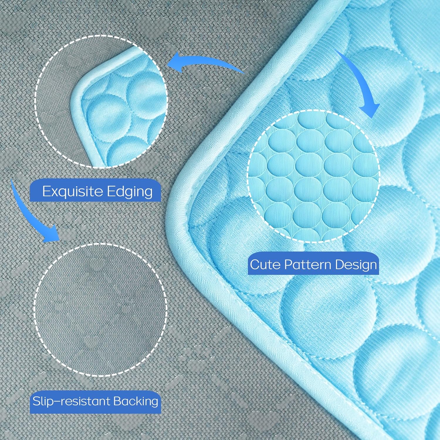 Cooling Mat for Dogs & Cats, Q-Max>0.4 Washable Cooling Pad for Small, Medium, Large & XL Pets, Portable Non-Slip Indoor & Outdoor Cooling Dog Bed Mat for Floor, Sofa, Car Seat, Crate, Kennel