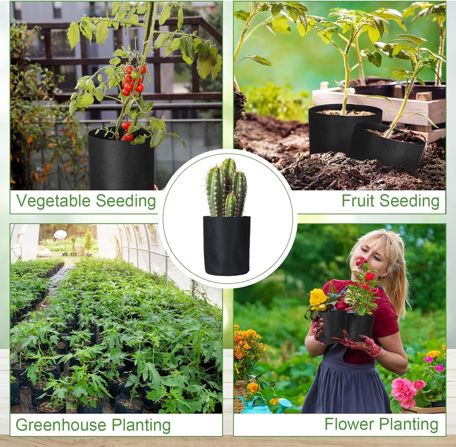 20 Pcs 1/2 Gallon Aeration Fabric Pot Plant Grow Bag Small Grow Bags for Seed Starting Soil Transplant Home Garden Supply