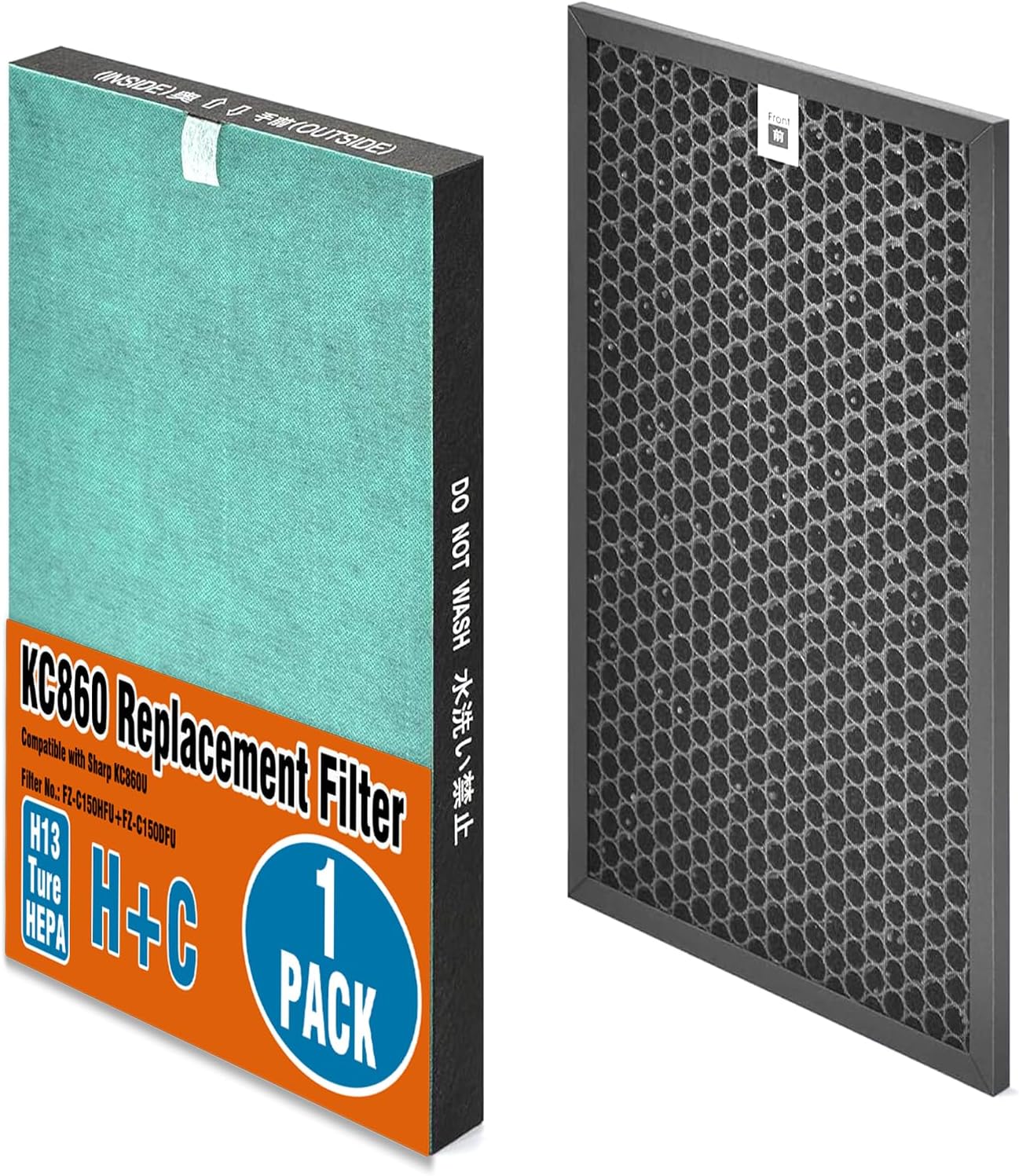 Air Filter Replacement Compatible with Sharp KC860U Air Purifier | Particulate Filter + Activated Carbon | Fits FZ-C150HFU | （1SET）