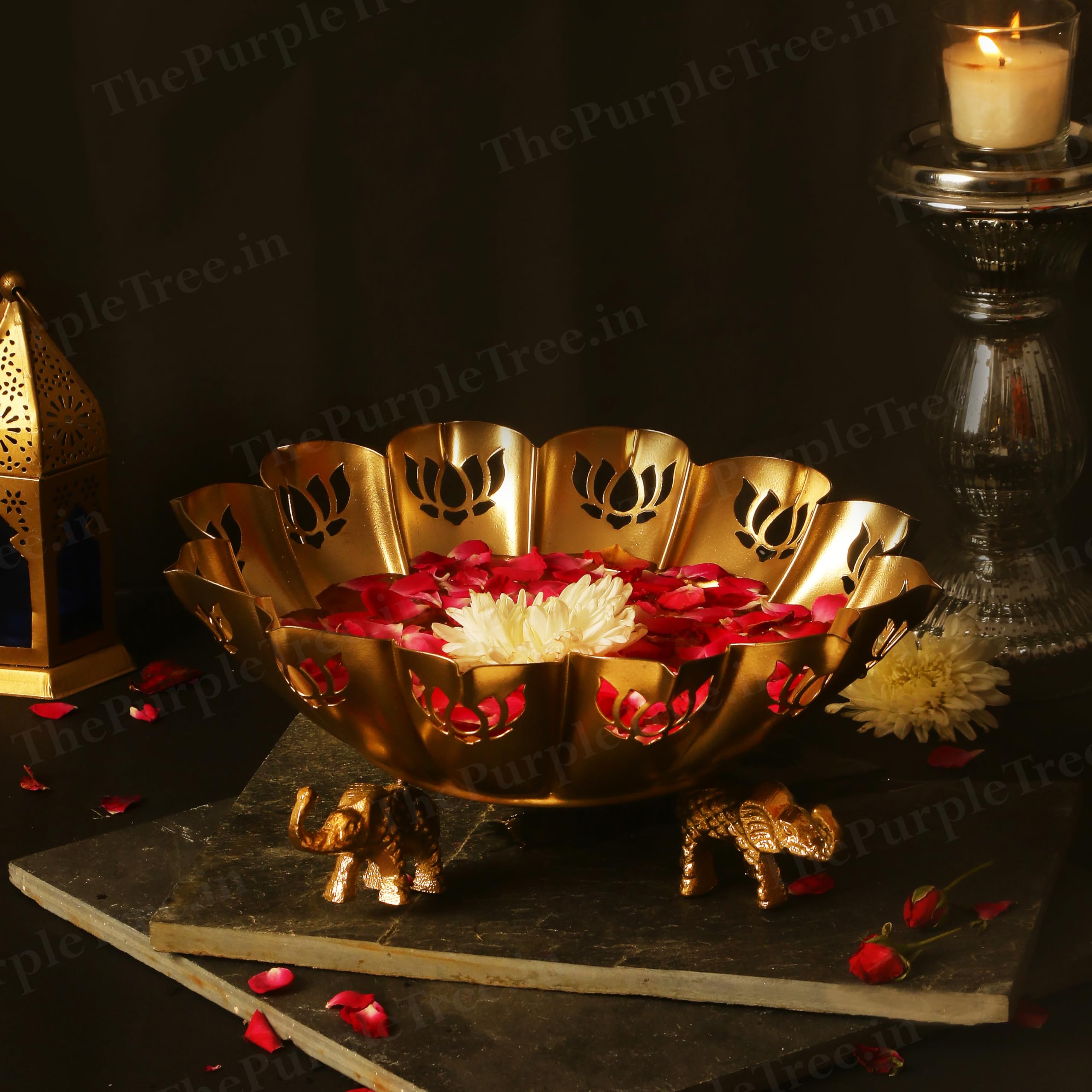 Diwali Urli para velas de te y decoracion floral un regalo para celebraciones