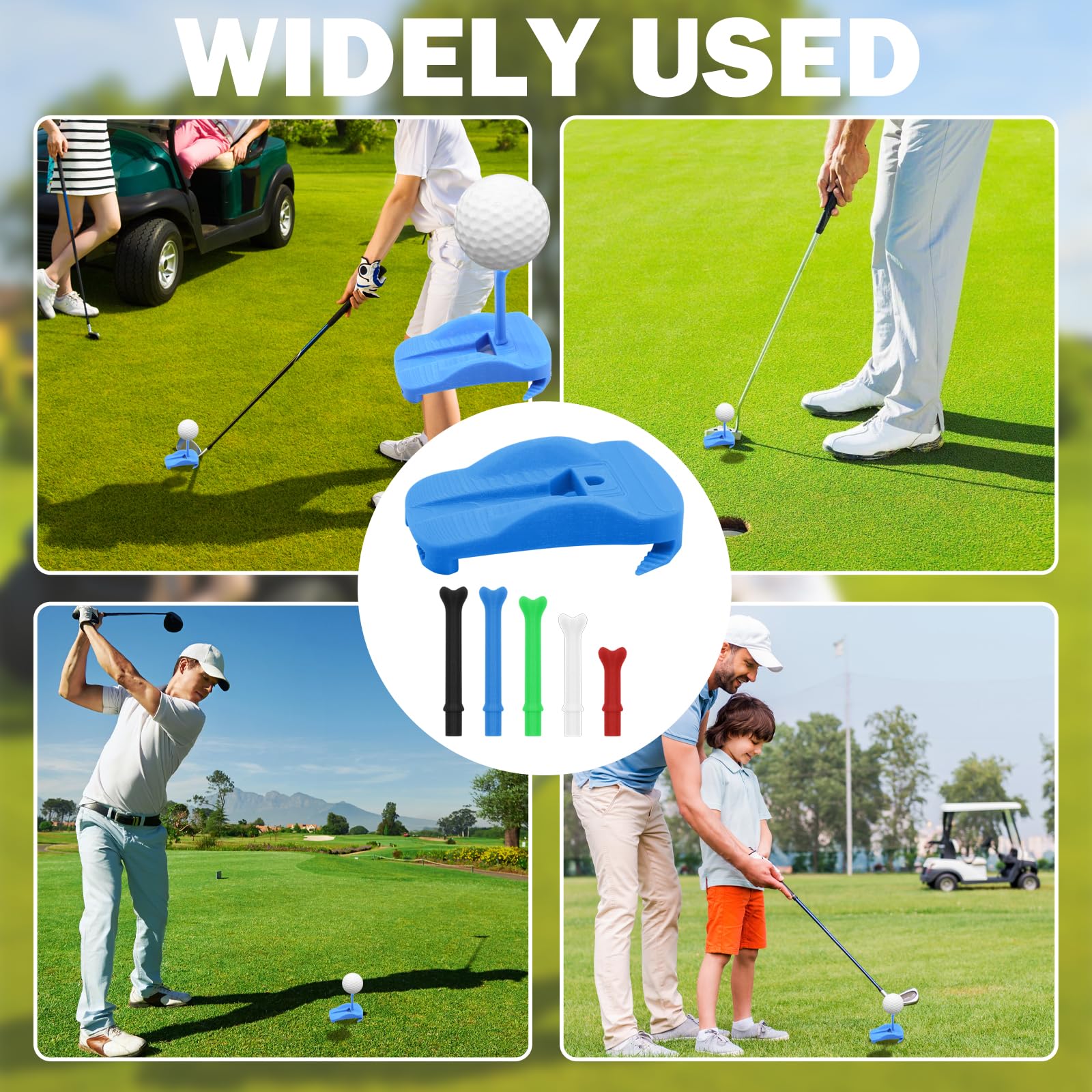 Support de Tees de Golf pour Gazon Artificiel - Base articulée et 5 Tees de différentes Tailles pour simulateur offrant Une Plateforme de Frappe Stable et incassable pour simulateurs de Golf