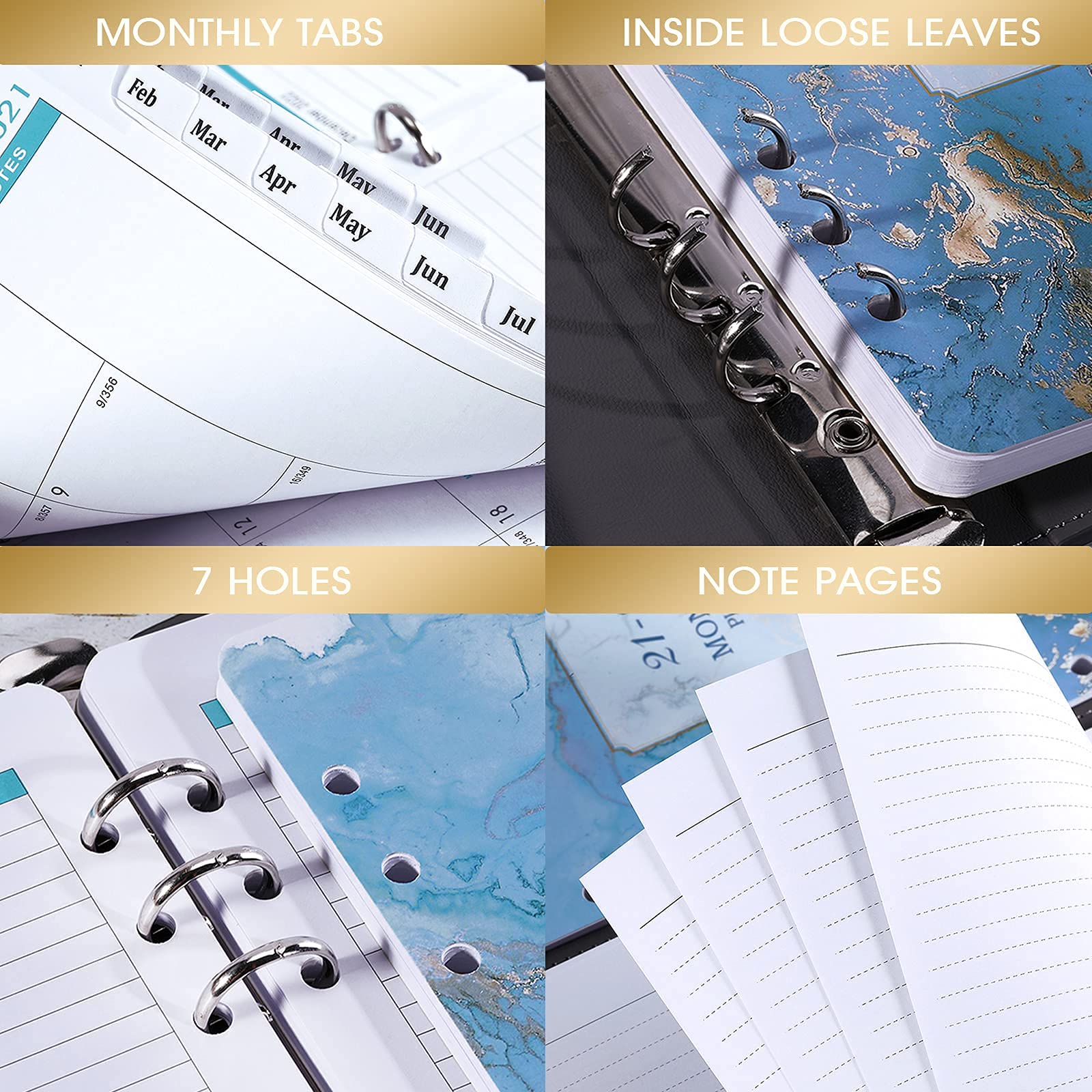 2022 Monthly Planner Refill 7Hole Punched Paper, A5 Planner Inserts