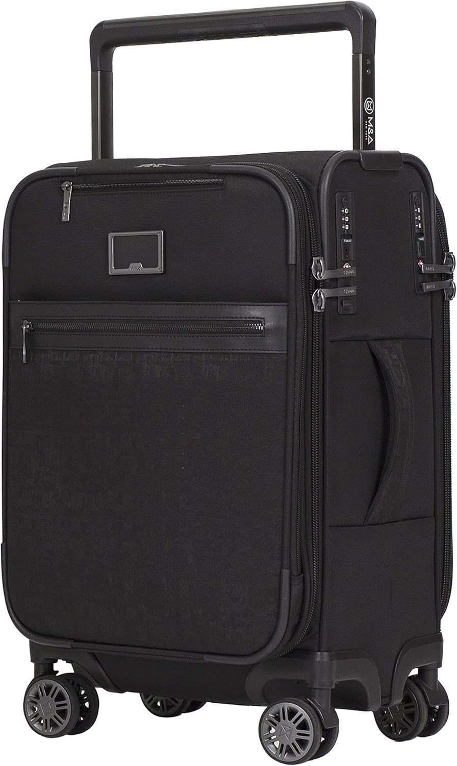Review M&A Dual Opening Wide Trolley Hardside Luggage, Black, CarryOn