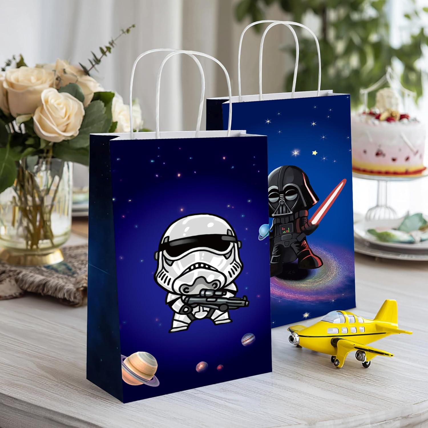 Whiteleopard The Inspired Party Favor Bags - 16 Pack Galactic Adventure Gift Bags for Birthday Decorations & Supplies (16)