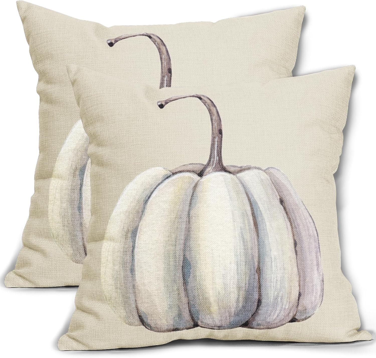 Grey White Pumpkin Pillow Covers 18x18 Inch Set of 2 Fall