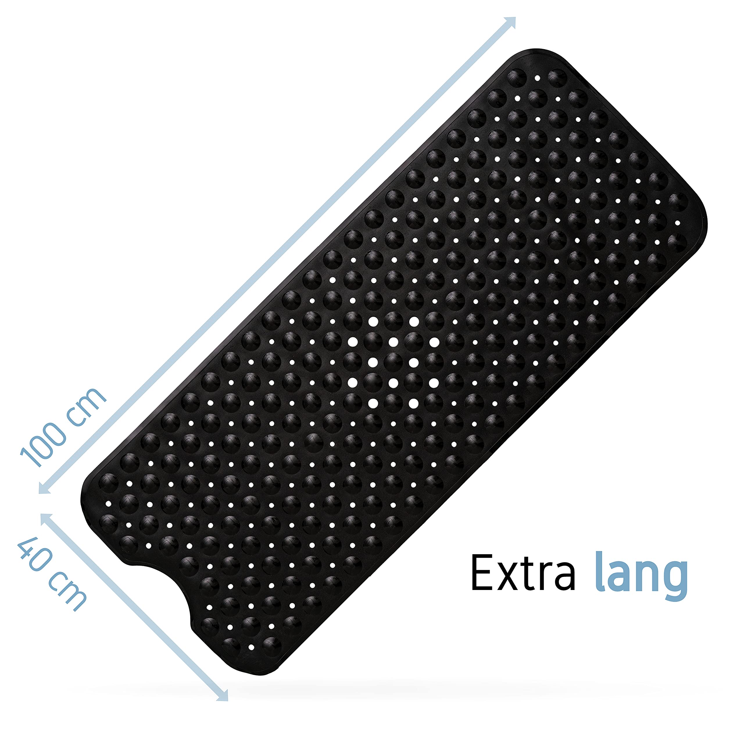 Alfombrilla Antideslizante Para Bañera: Extra Larga (100x40 Cm), Antibacteriana Y Lavable A Máquina