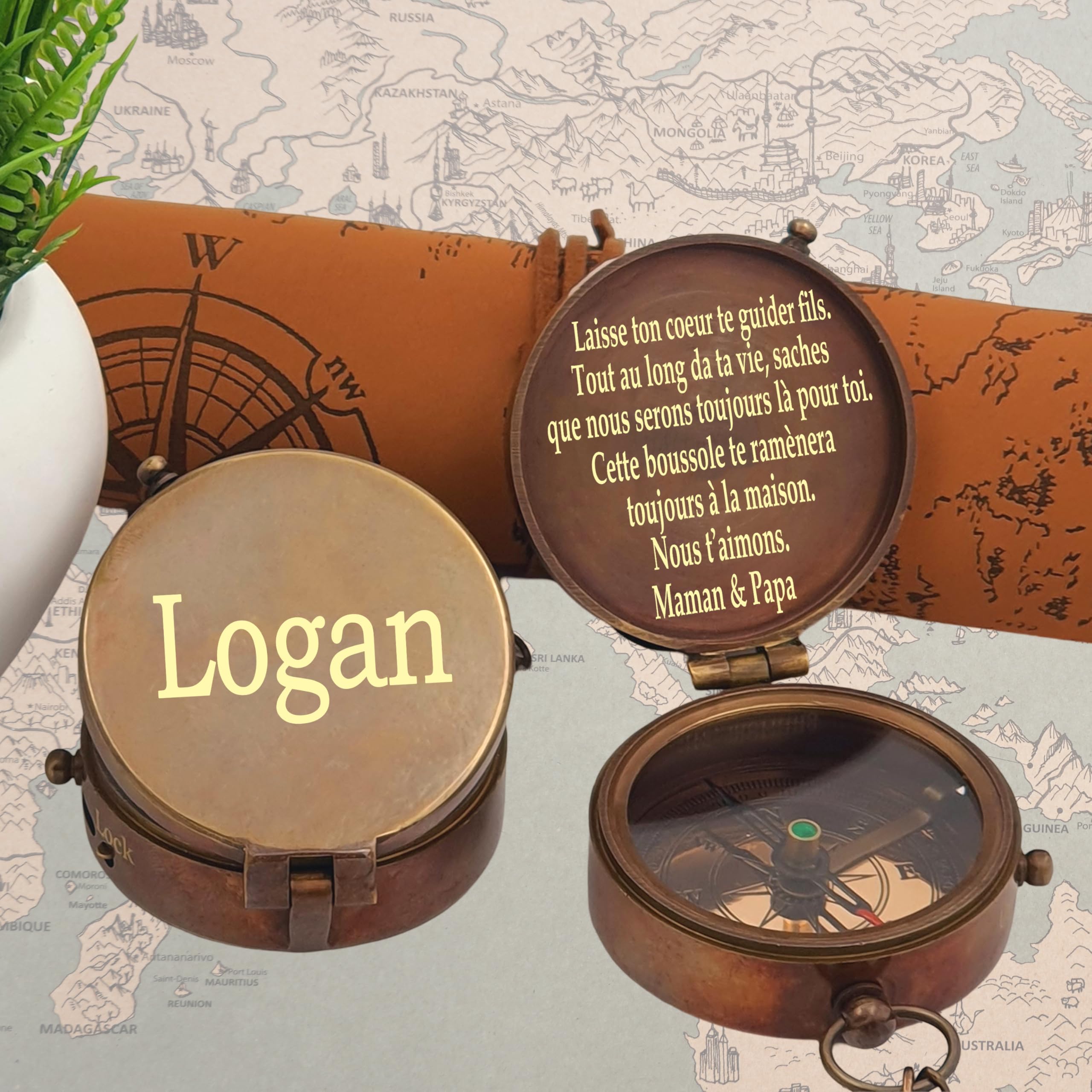 Engraved Brújula, Regalo para Marido, Aniversario, Regalo de Boda para él, Regalo de Novio de Larga Distancia, Regalo de prometido I Miss You de Larga Distancia para Regalo de Novio del ejército