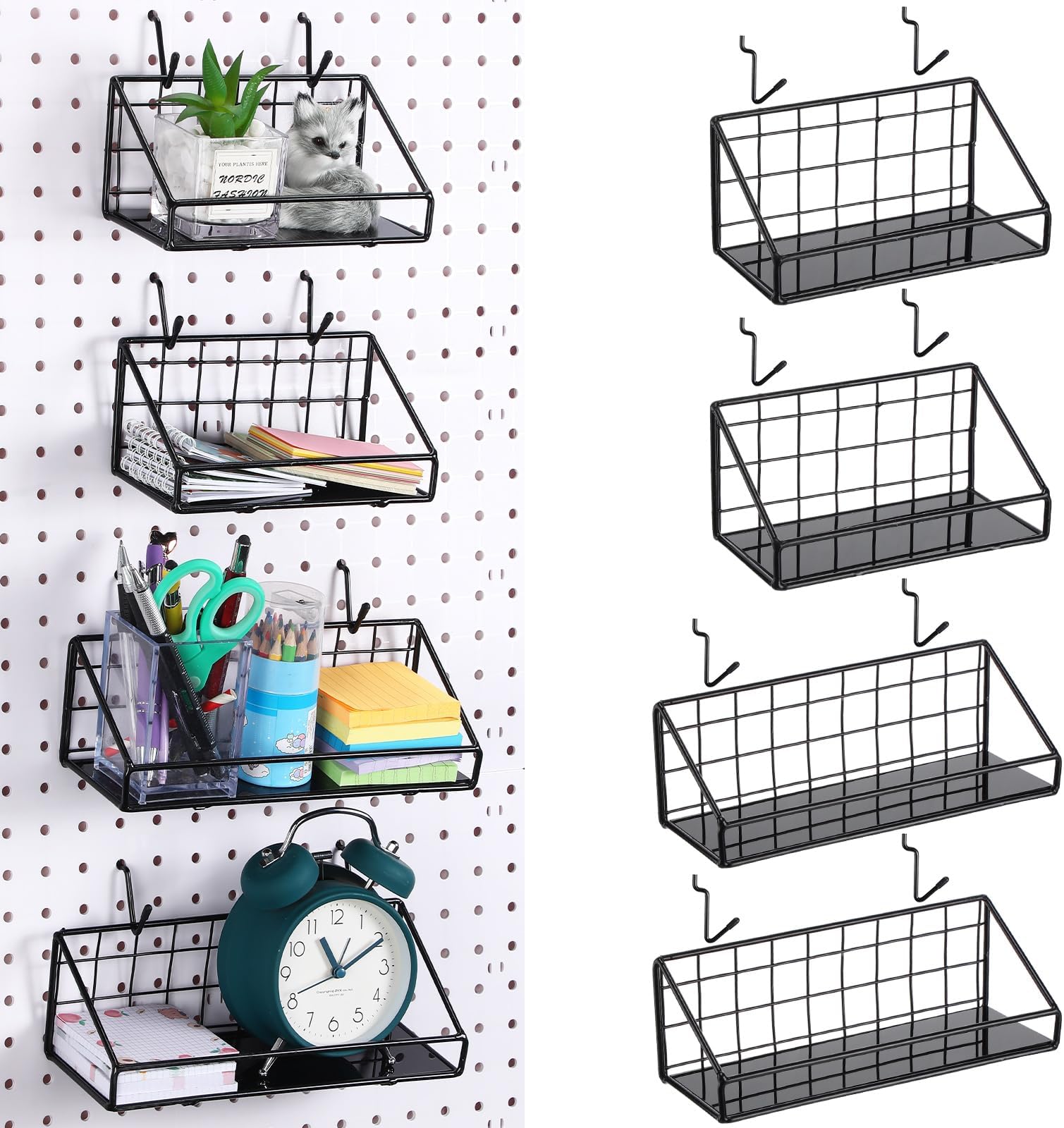 Suzile 4 Pack Pegboard Shelf Set, Pegboard Shelves with