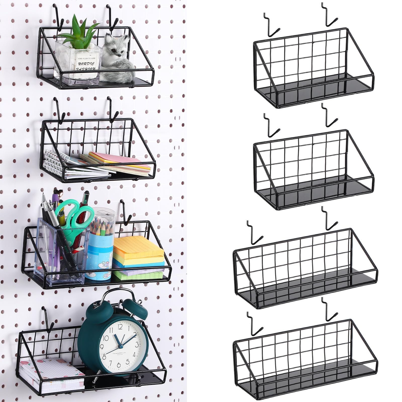 Hanaive 4-Piece Pegboard Pliers Holder Rack - Steel, Holds 11 Pliers Each, Silver, 10" Length - View #10