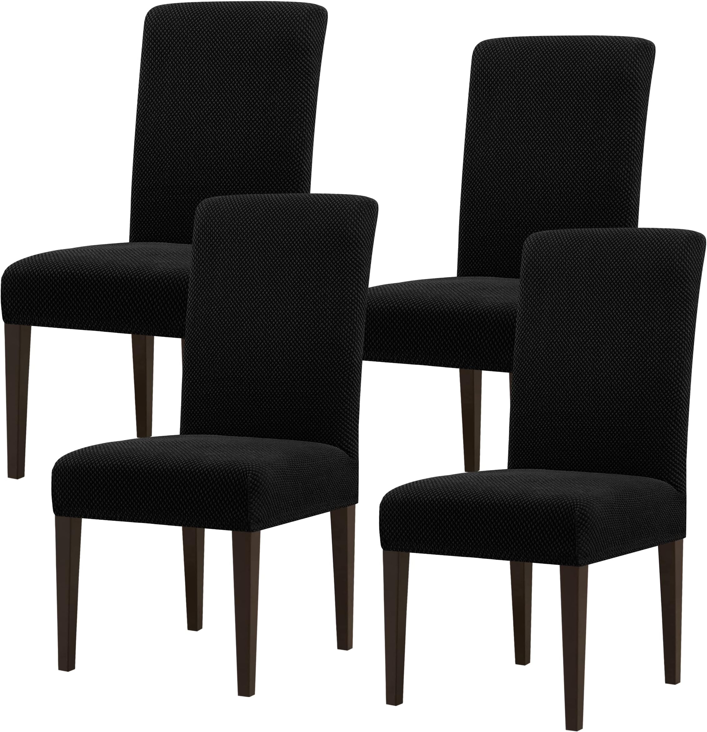SUBRTEX Dining Room Chair Slipcovers Parsons Chair Covers Set of 4 Stretch Dining Chair Covers Removable Washable Kitchen Chair Covers Chair Protector Covers for Dining Room,Party,Hotel(Black)