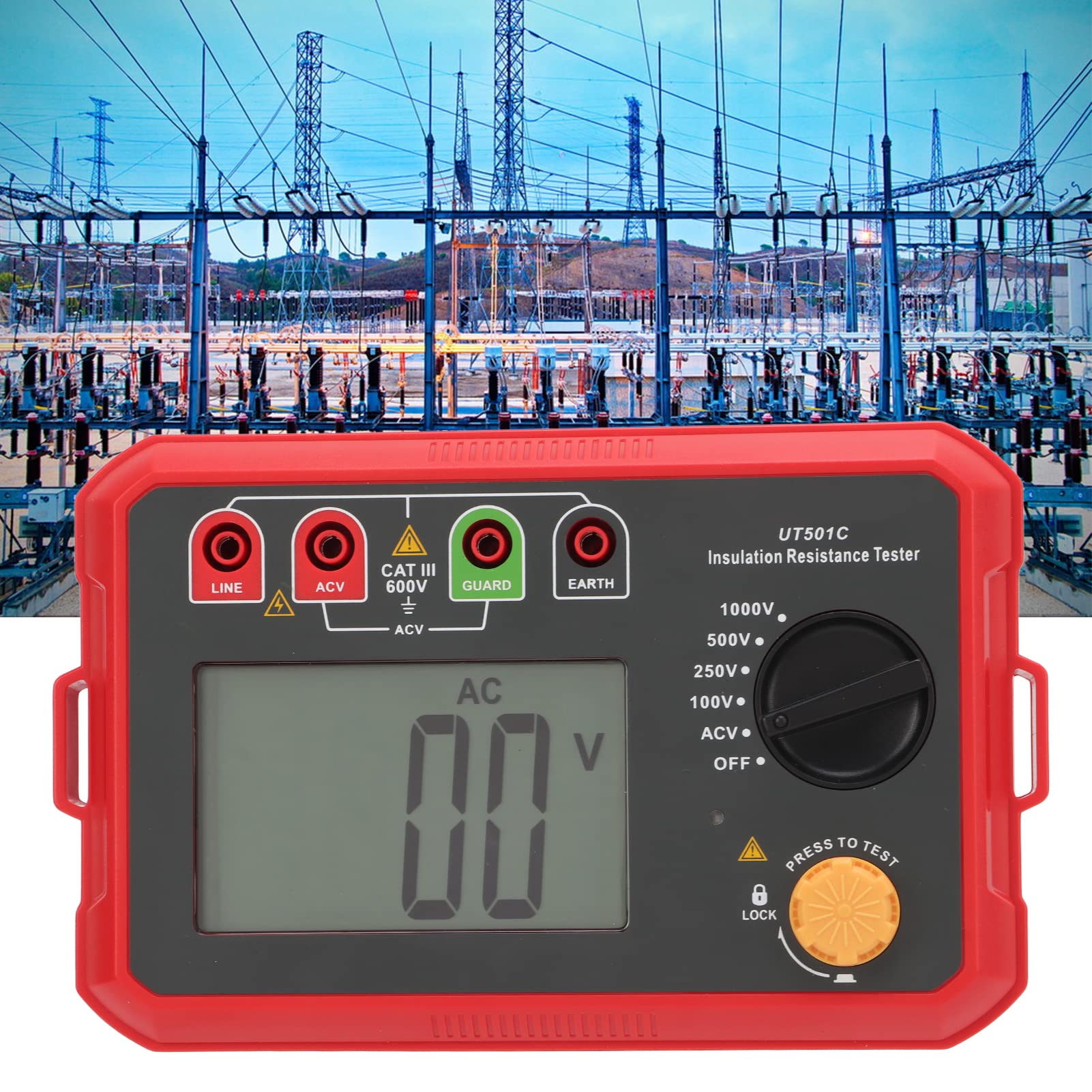 aqxreight UT501C Probador de Resistencia de Aislamiento Digital Detector de Fugas Portátil para Pruebas Eléctricas, Medidor de Aislamiento Confiable para Motores, Cables y Circuitos, Grado Profesional