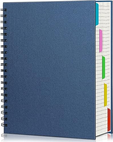 EUSOAR Cuaderno de 5 materias con pestañas, 1 cuaderno B5 de 7.3 x 10.2 pulgadas en espiral a rayas, 100 GSM, 120 hojas240 páginas de papel rayado,