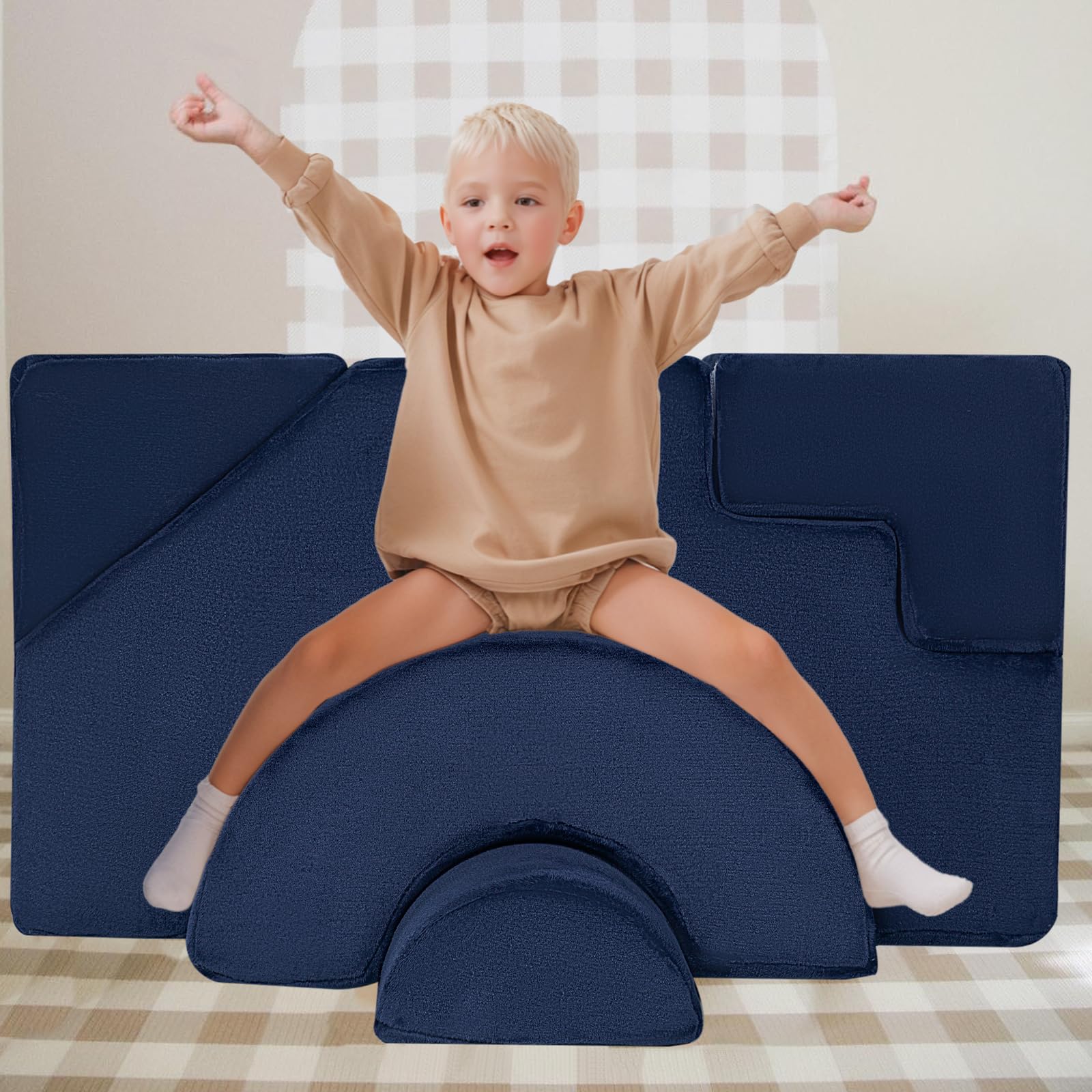 MeMoreCool Canapé-lit modulaire en mousse pour enfant - Pour grimper et ramper, pour chambre d'enfant ou salle de jeux - Mini canapé avec toboggan et escalier - Motif chien