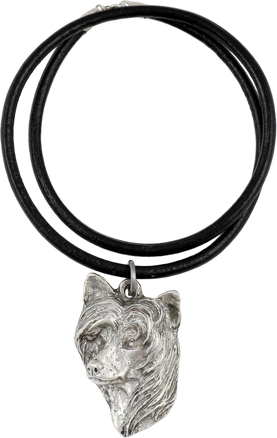 Art-Dog Dog Silver-Plated Pendant on a Leather Strap - Dog Necklace in Elegant Case – Silver Dog Necklaces for Men and Women – Dog Breeds Jewelry – Chinese Crested Dog