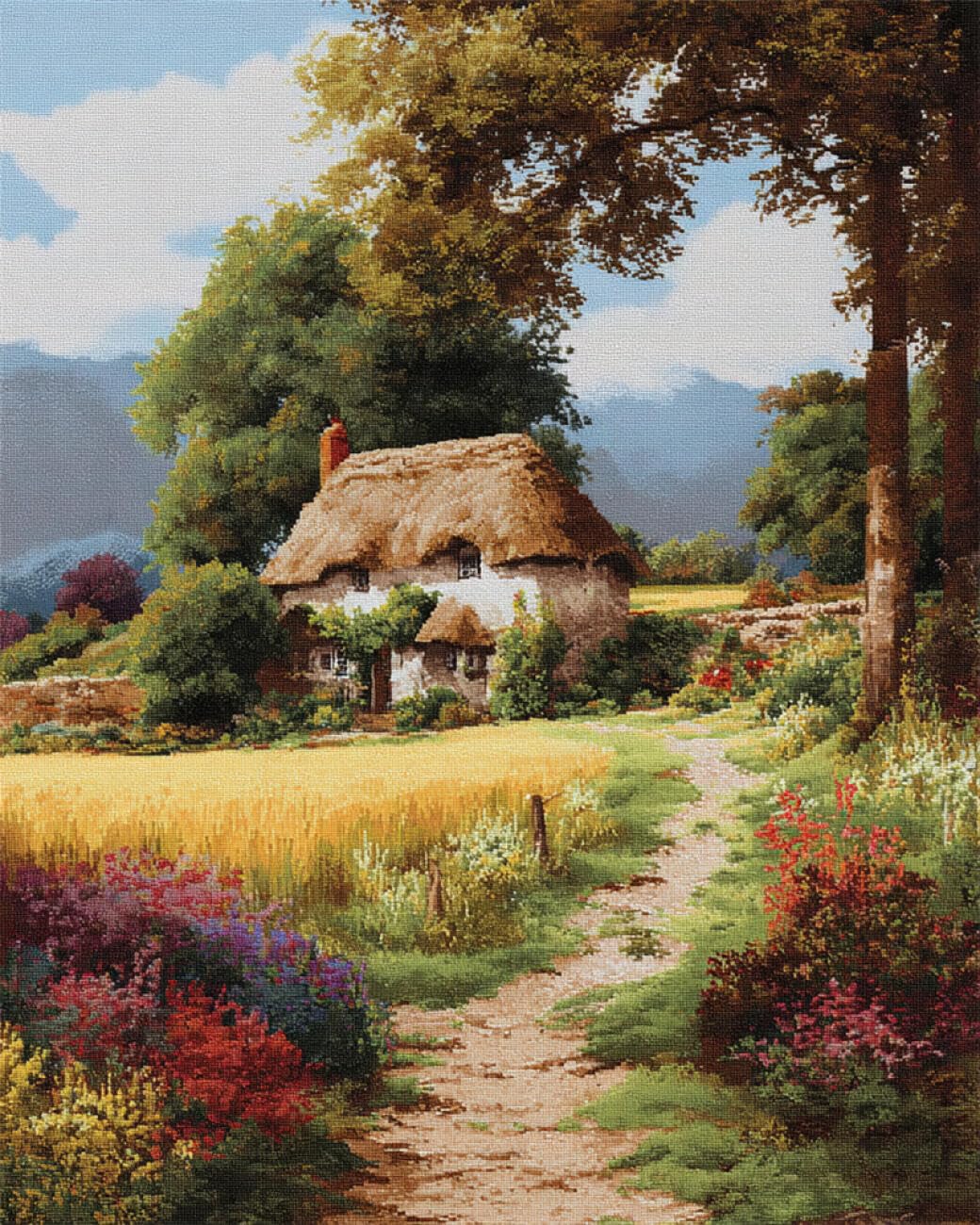 RKFLGEW DIY Seed Bead Embroidery Kits Farmhouse 50x70cm