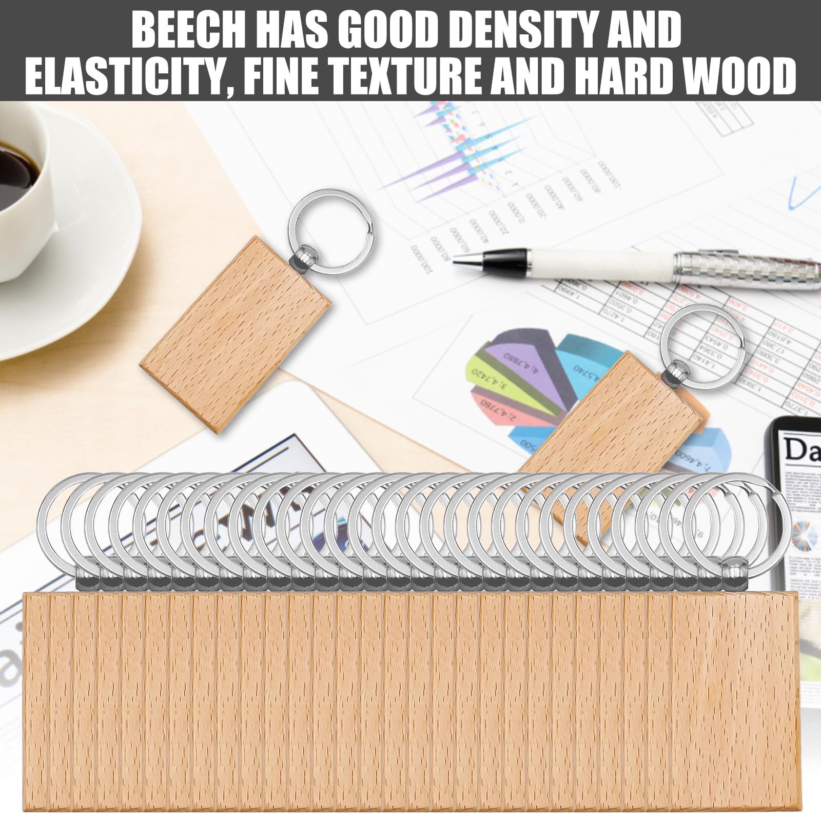 Porte-Clés en Bois: 26 Pcs DIY Porte-Clés en Bois Naturel Bricolage, Porte-Clés en Bois Naturel, Porte Clés Étiquette Gravable Peinte, Bricolage Vierge Porte Clés Bois Brut pour Gravure Peinture