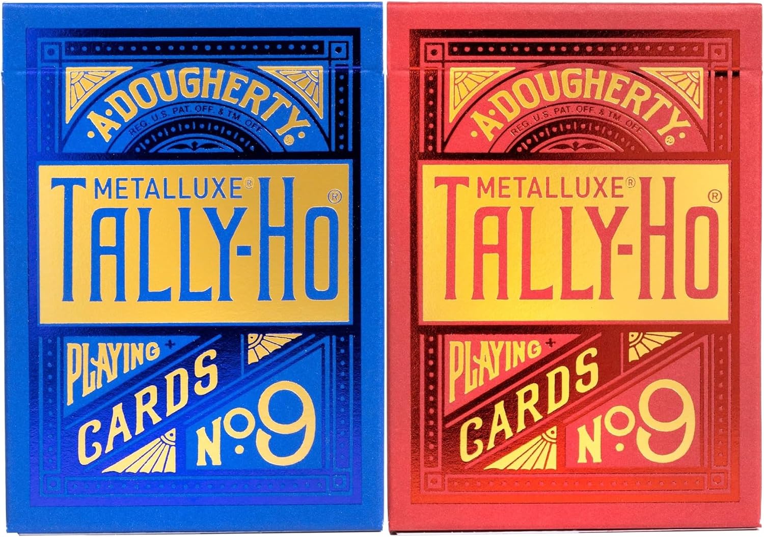 Tally Ho Metalluxe Premium Playing Cards Variety Pack - Blue and Red Foil Circle Back Set of 2 Decks, Poker Size Standard Index