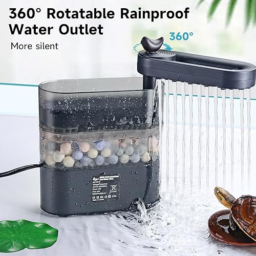 Miniatura 5 de AQQA Filtro de tanque de tortuga de 160 GPH para 8 a 30 galones, filtro de tortuga filtro de agua de baja circulación, cambio de agua y flujo