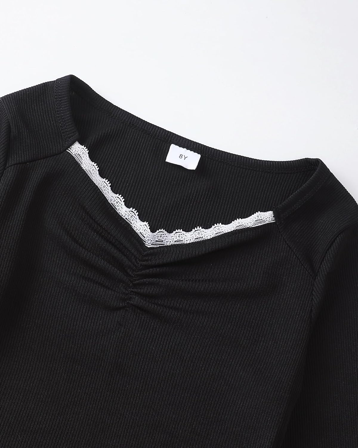 Girls' Clothing Set Lace V Neck Shirt Plaid Butterfly Pants Kids Fall Winter Outfit Cute Clothes for Girl Size 8-12 - Image 6