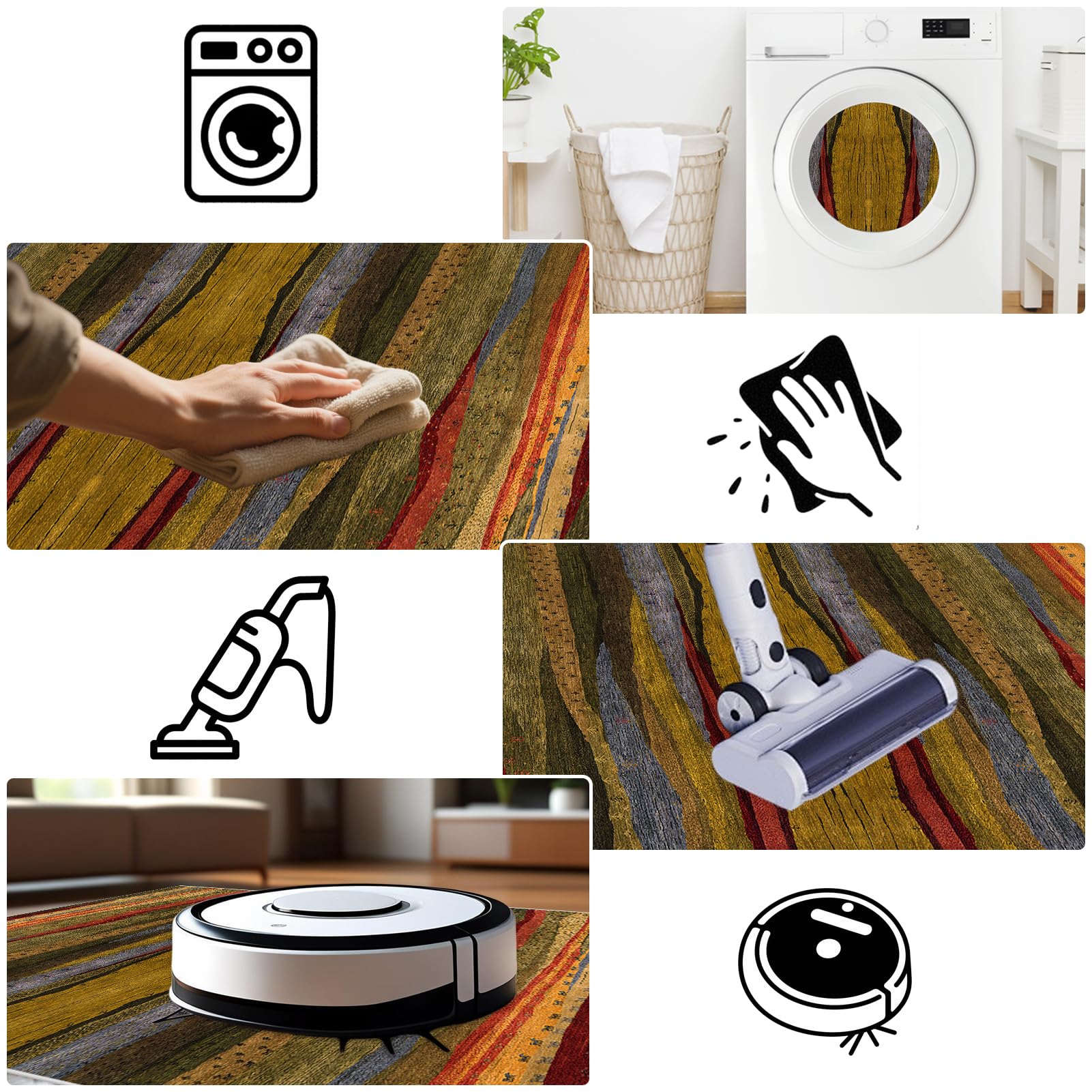 Teppich Läufer Flur 70 x 200 cm Küche Teppiche rutschfest Waschbar Langen flurteppiche fußmatten für den Innenbereich meterware Teppichläufer Küchenläufer für Flur Waschküche Schlafzimmer
