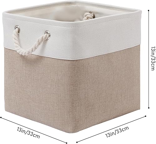 Miniatura 5 de MidmmVick Contenedores de almacenamiento de cubos de 13 x 13 pulgadas, paquete de 6 contenedores plegables extra grandes de tela con cuerdas, cubos