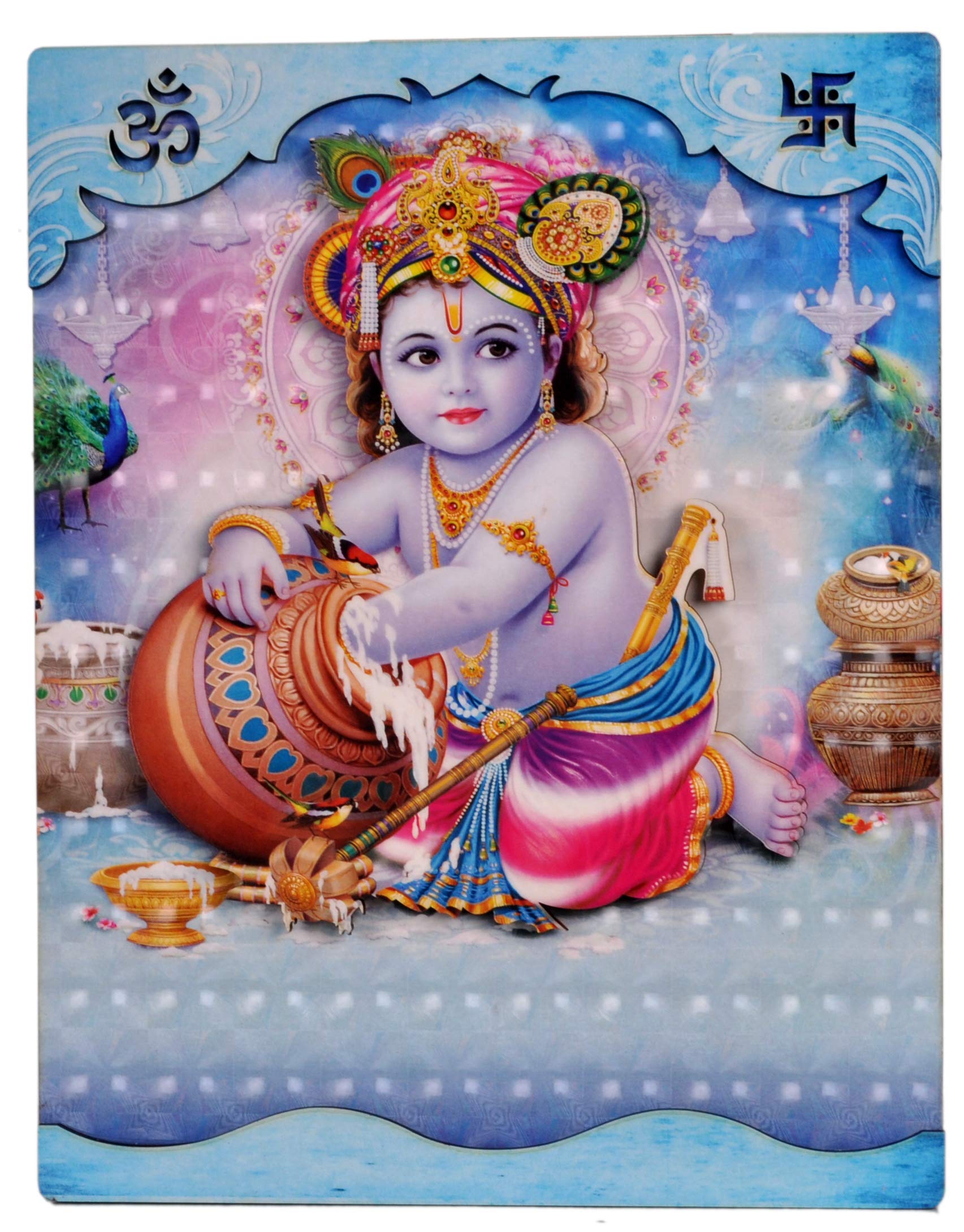 RAG28 Wooden 3D Effect Wall Art - Bal Gopal - Size 12 X 9 Inches