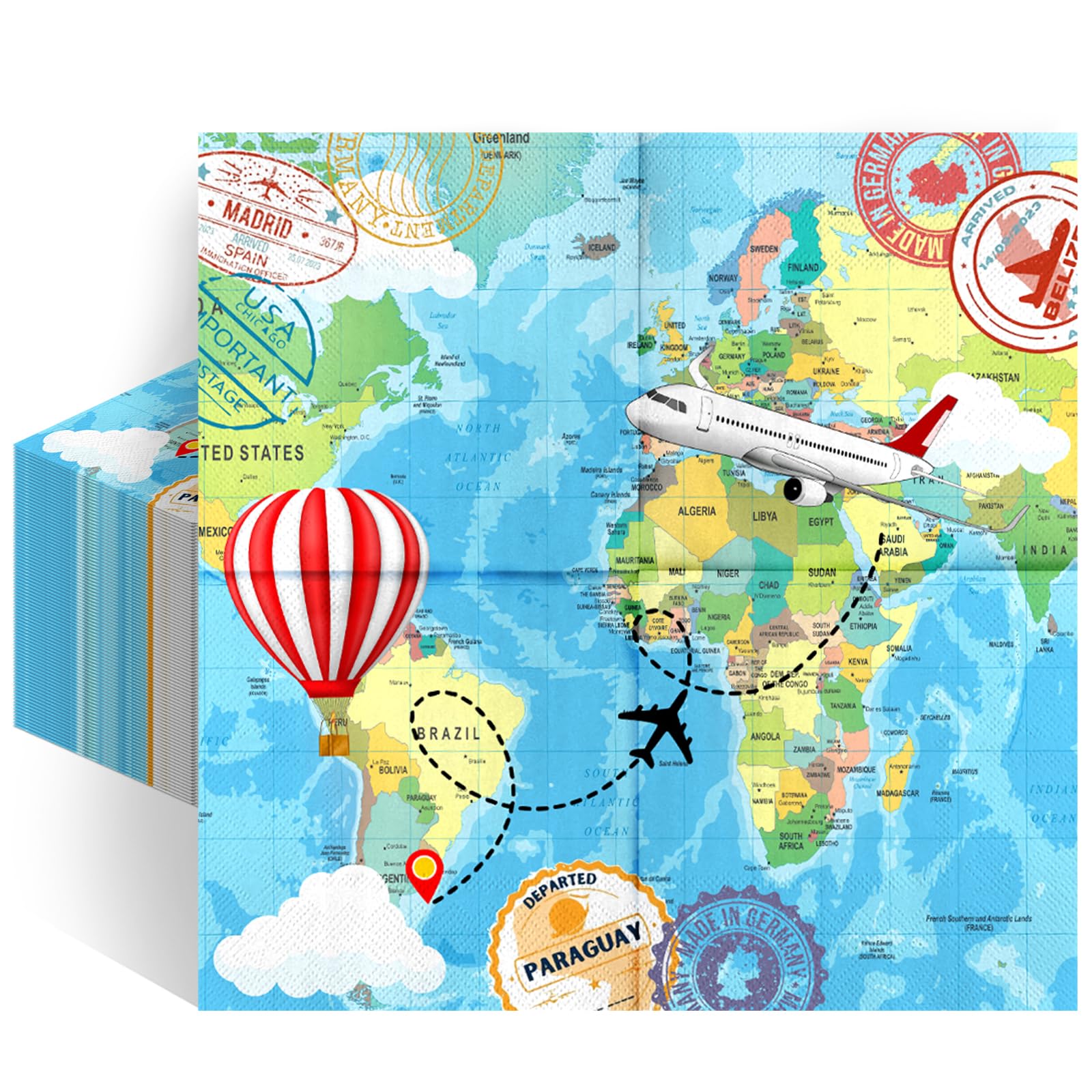 Avezano 100 Pcs Adventure Awaits Napkins 6.5 x 6.5