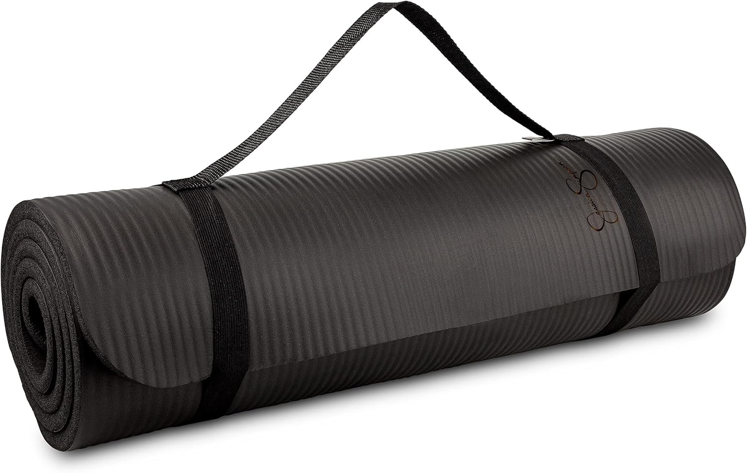 Jessica Simpson 12mm Yoga Mat with Carrying Strap - Black : Sports & Outdoors