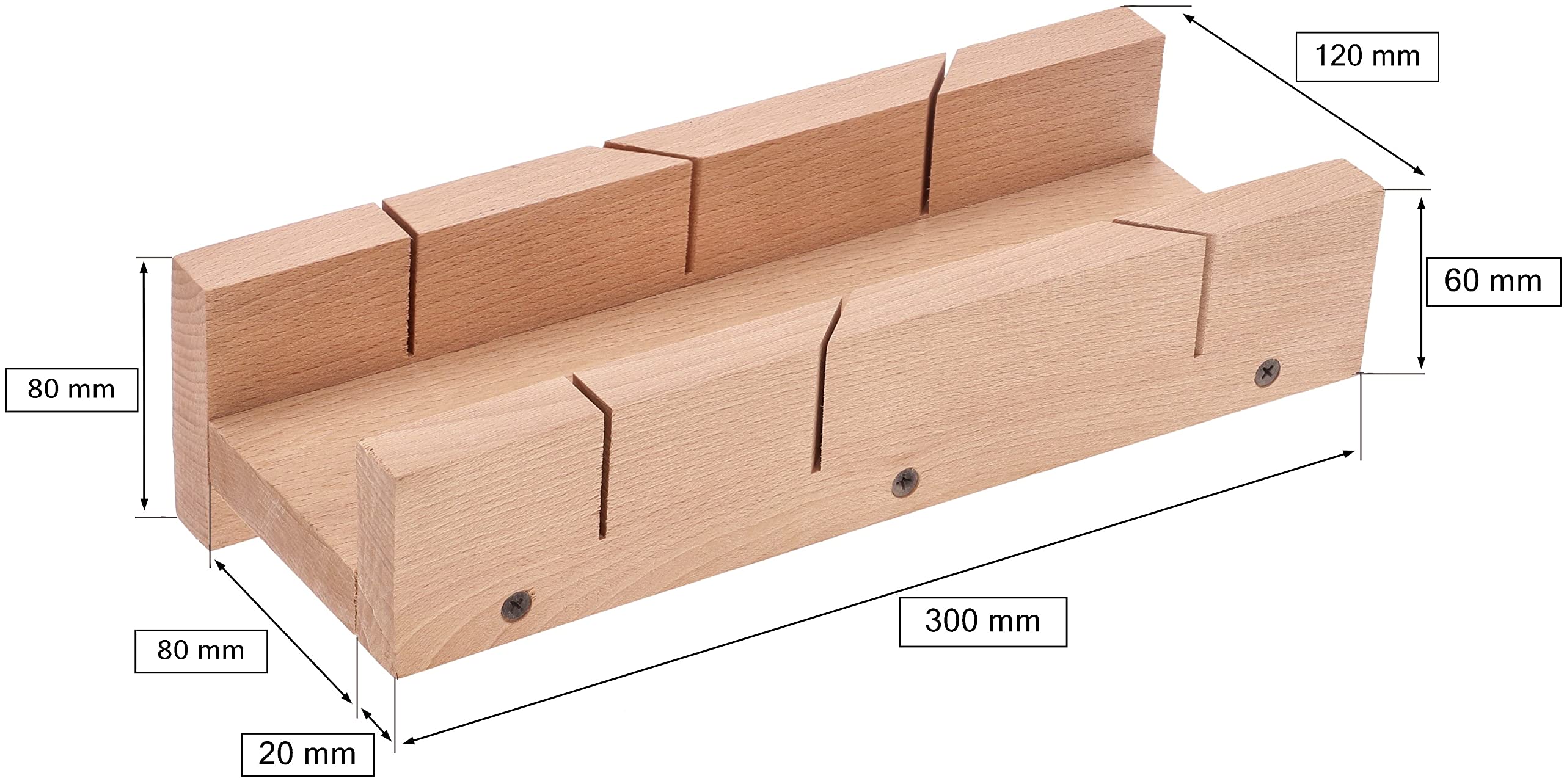 KOTARBAU® Caja de ingletes, Caja para inglete 30 x 12 cm, Ideal para cortes en ángulos de 90° y 45°, Caja para cortar marcos, perfiles, tubos, Caja de sierra ingletadora