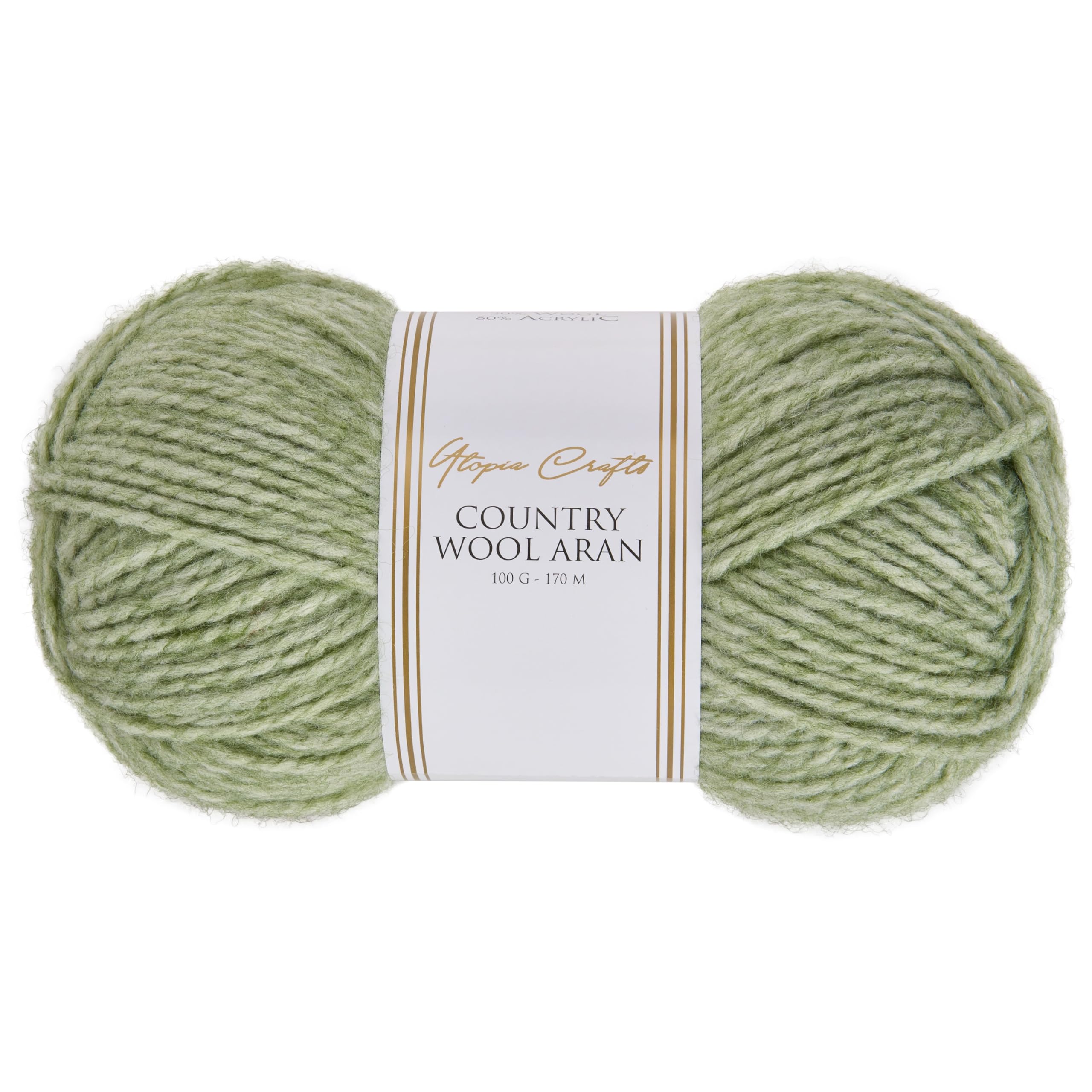 Utopia Crafts Country Wool Blend Aran Yarn for Knitting and Crochet 100g (Soft Olive)