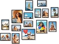 DUENPY 15-Pack Black Picture Frames Collage Set: 3x 8x10, 6x 5x7, 6x 4x6 Gallery Wall Decor for Living Room, Tabletop Display