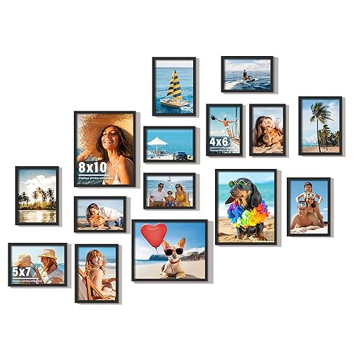 DUENPY 15 Pack Picture Frames Collage Wall Decor, Black Frame