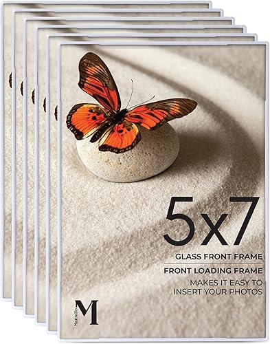 Mantello - Marcos de fotos de carga frontal de 5 x 7 pulgadas, color blanco, escritorio de mesa para colgar en la pared, marco de fotos para galería