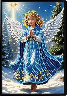 5D Diamond Painting Notebook Kits Christmas Journal Blue Angel Special Shaped Diamond Kits Leather Cover Dairy Plain Sketchbook Crystal Gems Art Christmas Dairy Book for Office Study Writing 21x14.5CM