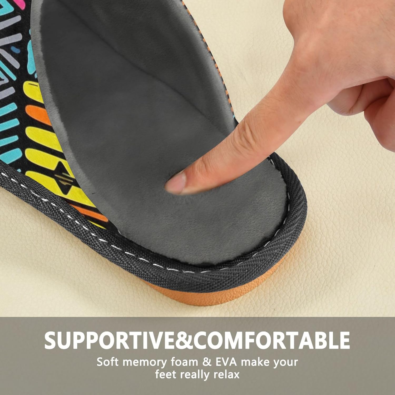 Retro Chevron Boho House Slippers – Cozy Fuzzy Slippers for Guests, Washable & Disposable, Perfect for Shoeless Home, Spa & Hotel Use A110324