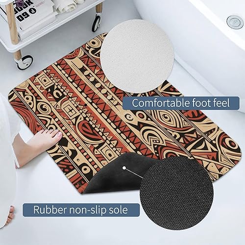 Miniatura 4 de Bath Rugs Mats Red Beige Dark Brown Art Pattern Living Room Floor Mat Secret Tribe Pattern in Bohemian Style Super Absorbent Eco-Friendly Easy to