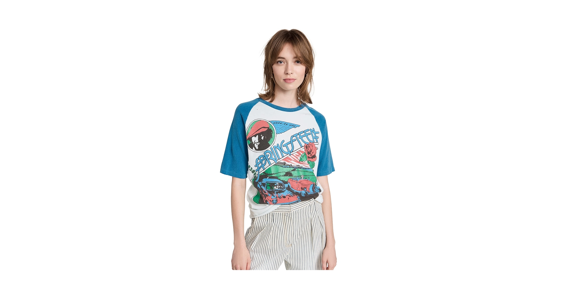 MADEWORN ROCK Women's Bruce Springsteen Raglan Tee at Amazon