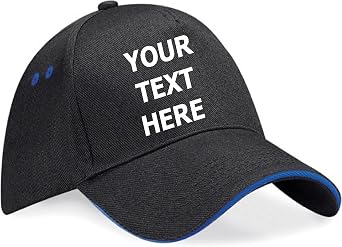 Personalised Baseball Caps - Your Text Printed, Contrast Baseball Cap for Women, Trucker Caps for Men, 5 Panel Cap, Hats for Men UK, Womens Sun Hat, Golf Cap, Mens Baseball Caps