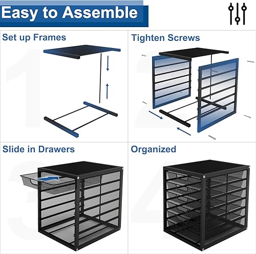 Miniatura 2 de Natwind Organizador de escritorio de malla con cajones deslizantes de 6 niveles, clasificador de papel, bandeja multifuncional de almacenamiento de