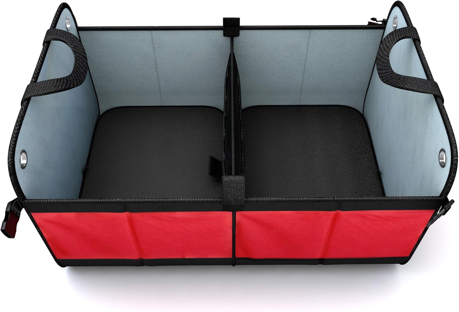 Premium Heavy Duty Auto Trunk Organizer. Best Cargo Storage for SUV, Cars, Trucks and Minivans, with 3 Compartments and Side Pockets. Durable Divider, Collapsible and Foldable with.
