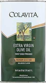 Colavita Extra Virgin Olive Oil In Tin Can, Cholesterol Free, 34 Fluid Ounces (Pack Of 12)